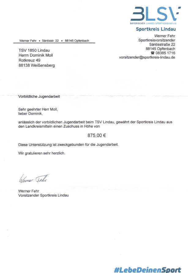 Spende BLSV/Landkreis